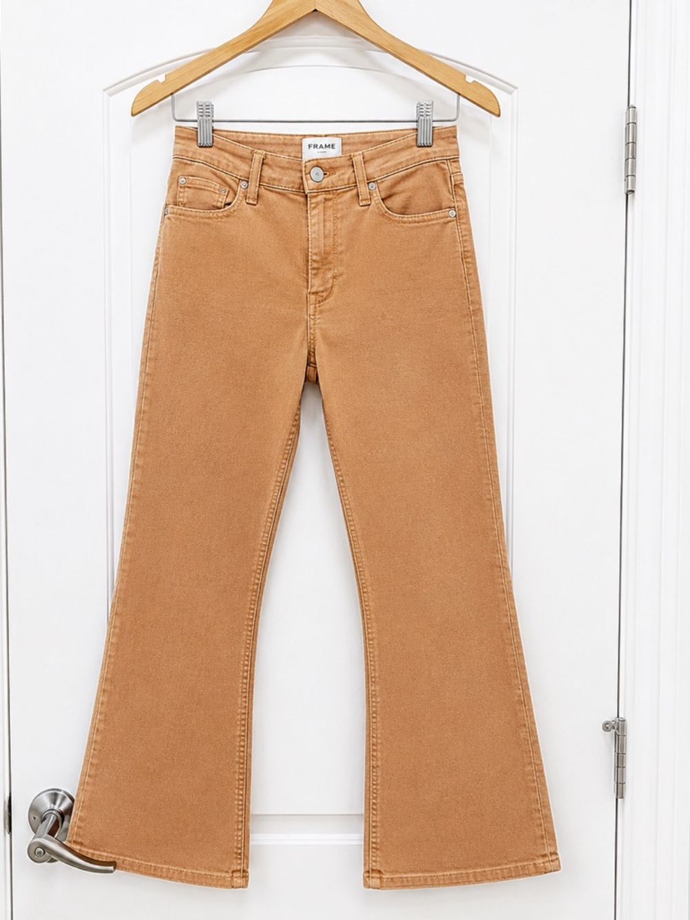 FRAME Le Crop Flare Camel Corduroy Jeans Women’s 27 Mid Rise